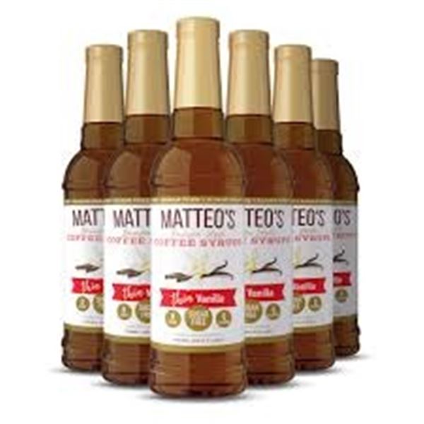 NEW 6 X 750ML MATTEOS SUGAR FREE VANILLA SYRUP