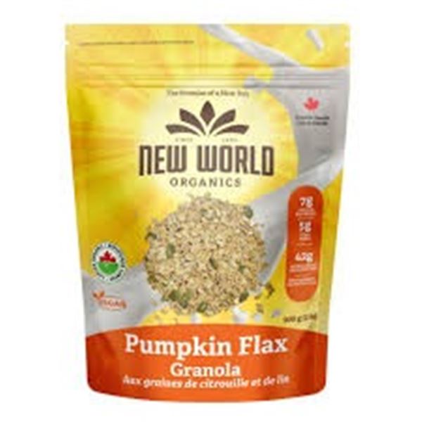 NEW 908G NEW WORLD ORGANICS PUMPKIN FLAX GRANOLA