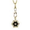 Image 2 : Vintage 14K Gold Black Onyx, Pearl & White Topaz Lavalier Pendant w/ Chain