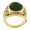 Image 8 : Vintage 14k Yellow Gold Oval Cabochon Cut Jade Twisted Wire Wide Cigar Band Ring