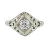 Image 4 : Antique 18k Gold 0.60 ctw Old Mine Cushion Diamond Floral Filigree Engagement Ri