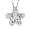 Image 2 : 18K White Gold 0.35 ctw Diamond Flower Slide Pendant w/ Cable Chain Necklace