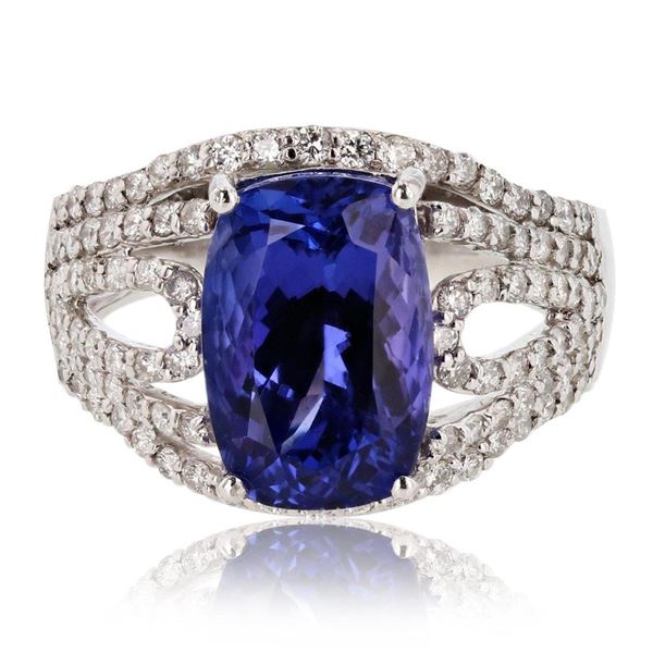 4.88 ctw Tanzanite and 0.92 ctw Diamond Platinum Ring