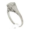 Antique Edwardian Platinum European Diamond Filigree & Engraved Engagement Ring
