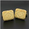 Image 1 : Vintage Tiffany & Co. Mens 18k Two Tone Gold Woven Textured Platter Cuff Links