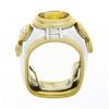 Image 8 : Vintage 18K TT Gold GIA Orange Yellow Bezel Sapphire & Diamond Unique Domed Ring