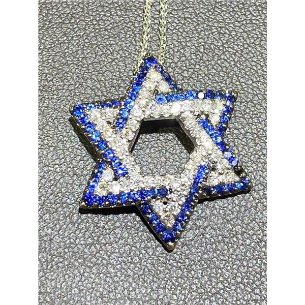 Diamond & Sapphire Star of David Necklace