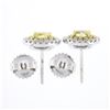 Image 4 : NEW 18K TT Gold 1.0 ctw Fancy Yellow & White Diamond Dual Halo Oval Stud Earring