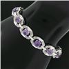 Image 8 : 6.25" Vintage 14k White Gold Round Synthetic Alexandrite Diamond Tennis Bracelet
