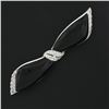 Image 2 : Vintage 18k White Gold Polished Black Onyx .30 ctw Diamonds Ribbon Bow Pin Brooc