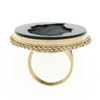 Image 7 : Vintage 14K Gold Large Black Onyx Matte Carved Cameo Intaglio Round Platter Ring