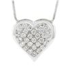 Image 2 : 14k White Gold 0.50 ctw Pave Diamond Heart w/ Polished Frame Pendant 18 Necklace