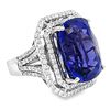 Image 2 : 25.20 ctw Tanzanite and 1.66 ctw Diamond Ring - 14KT White Gold