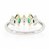 Image 7 : NEW 18K TT Gold 0.66 ctw Marquise Prong Diamond & Emerald Five 5 Stone Band Ring