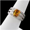 Image 3 : 2.13 ctw Orange Yellow Sapphire and 0.47 ctw Diamond 18K White Gold Ring