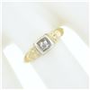Image 3 : Antique 14k TT Gold 0.10 ctw Old Mine Cut Diamond Solitaire Petite Promise Ring
