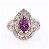 Image 1 : 1.40 ctw UNHEATED Pink-Purple Sapphire and 1.11 ctw Diamond Platinum Ring (GIA C