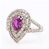 Image 2 : 1.40 ctw UNHEATED Pink-Purple Sapphire and 1.11 ctw Diamond Platinum Ring (GIA C