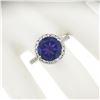 Image 3 : 14K White Gold 4.1 ctw Royal Purple Amethyst Solitaire w/ Round Diamond Halo Rin