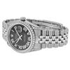 Image 8 : Rolex Mens Stainless Steel Black Roman Diamond Lugs Datejust Wristwatch 36MM