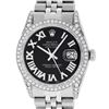 Image 2 : Rolex Mens Stainless Steel Black Roman Diamond Datejust Wristwatch 36MM
