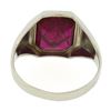 Image 6 : Antique 10K White Gold Bezel Set Red Stone w/ Detailed Sides Masonic Band Ring