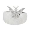 Image 4 : Vintage 14k Gold Florentine Finish Wide Band Ring w/ 0.13 ctw Diamond Butterfly