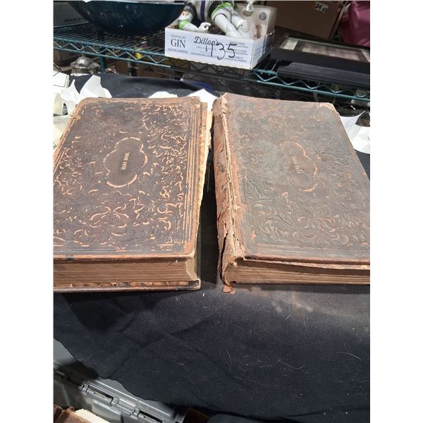 TWO VOLUMES POLYGLOTT BIBLE - COTTAGE BIBLE 1859