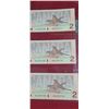 Image 2 : THREE SETS OF THREE SEQUENCIAL AND UNCIRCULATED %2 BILLS