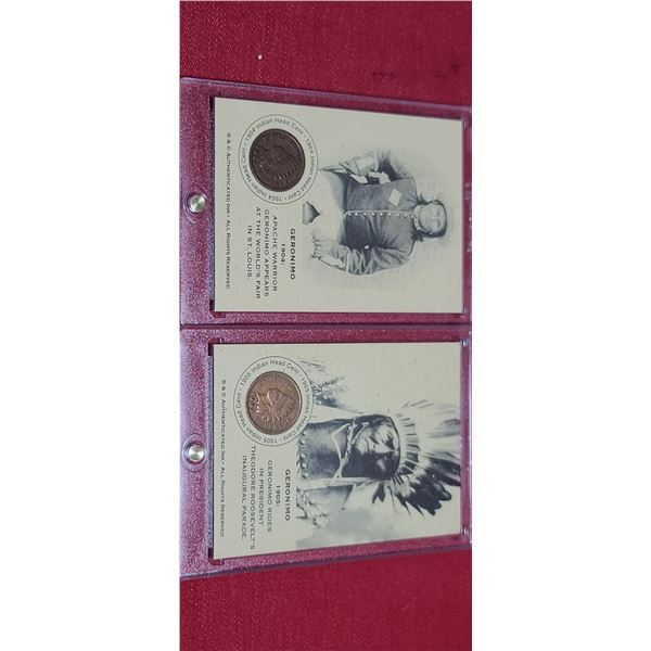 1904 AND 1905 INDIAN HEAD CENT WITH HISTORICAL NOTE FROM THAT YEAR