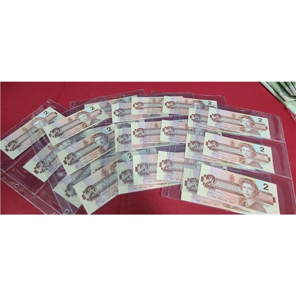 QTY24 $2 BILLS FROM1986 MANY ARE UNCIRCULATED