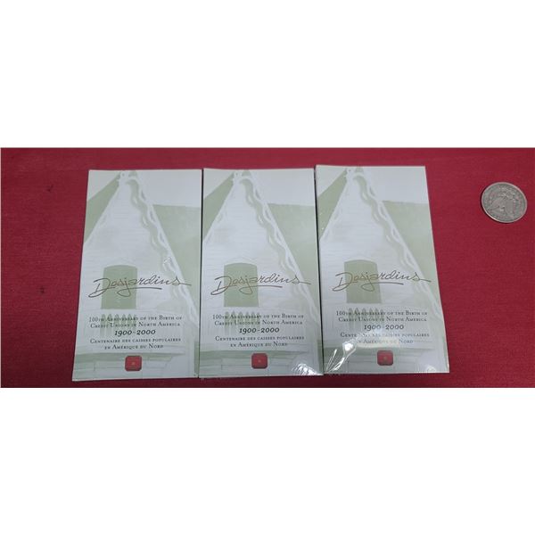 THREE DESJARDINS  100TH ANNIVERARY OF THE BIRTH OF CREDIT UNIONS IN NORTH AMERICA 1900-2000 10CENT S