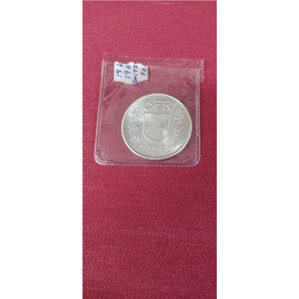 1965 SILVER SWISS 5 FRANC PIECE