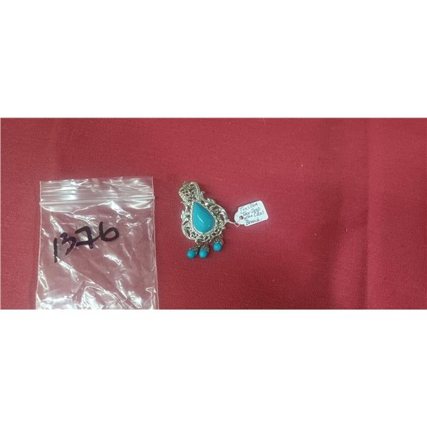 TEAL BLUE TEAR DROP BROACH