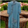 Image 1 : Ocean Blue Midi Dress with flower Embroidery size L
