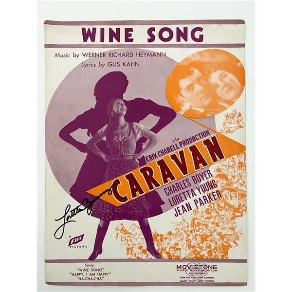 Loretta Young signed song book