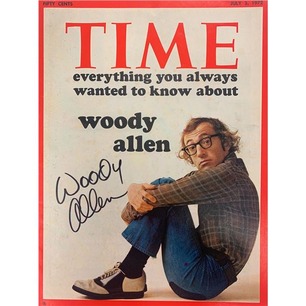 Woody Allen signed Time Magazine. GFA Authenticated