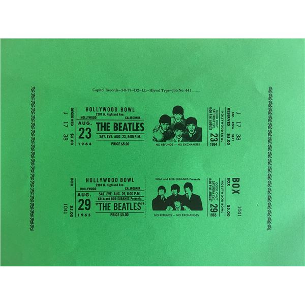 Beatles reproduction concert ticket album prop