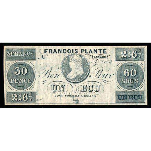 CANADA - Merchant Script 30 pence / 60 sous Laprairie 1837