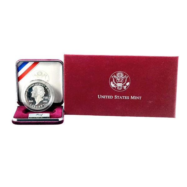 USA - $1 Thomas Jefferson 250th Anniversary Silver Dollar 1993