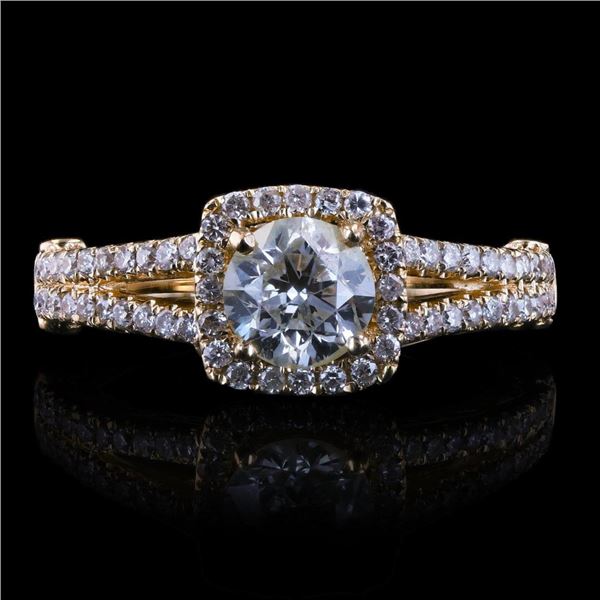 0.90 ctw CENTER Diamond 14K Yellow Gold Unity Ring (1.61 ctw Diamonds)