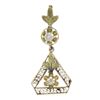 Image 1 : Antique 10K Gold 0.07 ctw Diamond Open Work Floral Drop Dangle Lavalier Pendant