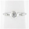 Image 1 : Vintage 14k Gold Illusion Set Emerald Cut Diamond Solitaire w/ Accents Ring
