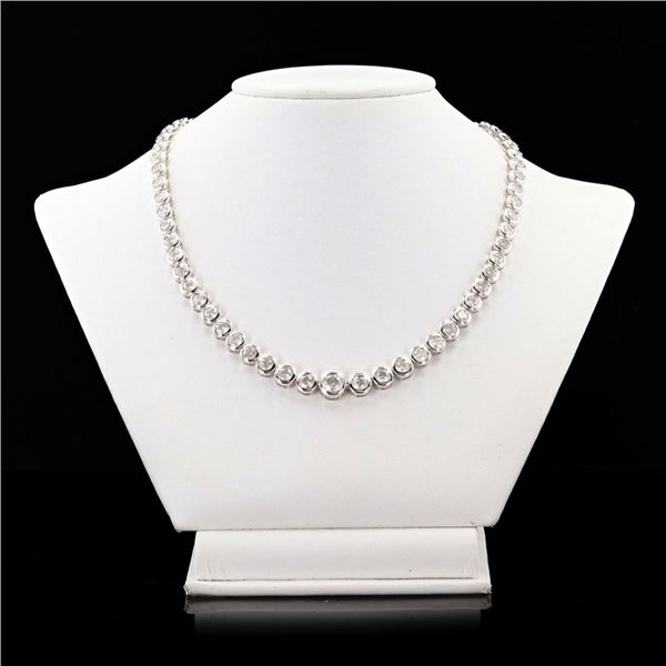 22.01 ctw G to I COLOR SI1 to I1 CLARITY Diamond Platinum Tennis Necklace