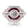 Image 1 : 0.50 ctw F COLOR Diamond and 1.06 ctw Ruby Platinum Ring (1.08 ctw Diamonds)
