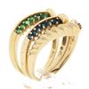 Image 8 : (3) 14K Yellow Gold 0.42 ctw Ruby Emerald & Sapphire Stackable V Band Rings