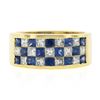 Image 4 : 18K Gold 2.16 ctw Invisible Set Alternating Sapphire Diamond Wide Stack Band Rin