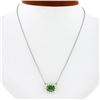 Image 1 : NEW Plat. 18k Gold GIA Cushion Tsavorite Solitaire Diamond Halo Pendant Necklace