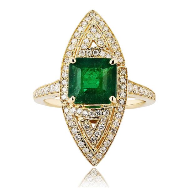 2.67 ctw Emerald and 0.53 ctw Diamond 14K Yellow Gold Ring