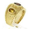 Image 8 : 14k Yellow Gold Oval Garnet Citrine Matte Finish Bead Work Wide Cigar Band Ring